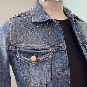Zara denim jacket with gold tone studs. Size S